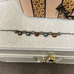 Liz Palacios Gold/Multicolor Pearlescent Crystal necklace